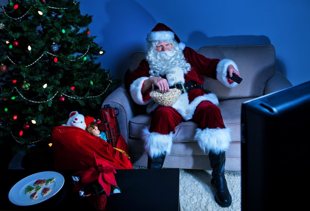 Father Christmas Watching TV`